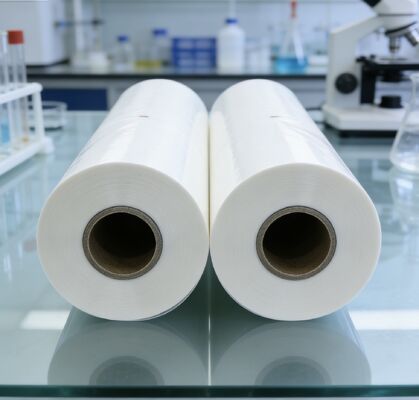 Película PET metalizada de color metálico plateado con alta claridad y resistencia a muchos productos químicos y disolventes