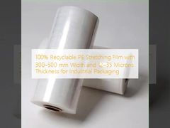 Film estirable de PE 100% reciclable con ancho de 300–500 mm y espesor de 12–35 micras para embalaje industrial