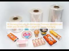 Película retráctil de PE con espesor de 30–200 micras, ancho de 100–2000 mm y longitud de 30–1000 metros para embalaje seguro